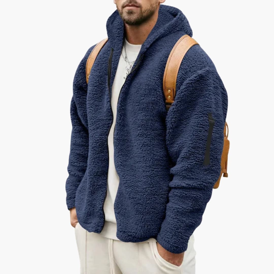 Fleecejacke Herren | Kapuzenjacke mit Reißverschluss & Seitentaschen | Bequeme Passform für Alltag und Freizeit 0