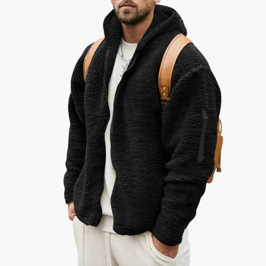Fleecejacke Herren | Kapuzenjacke mit Reißverschluss & Seitentaschen | Bequeme Passform für Alltag und Freizeit 2