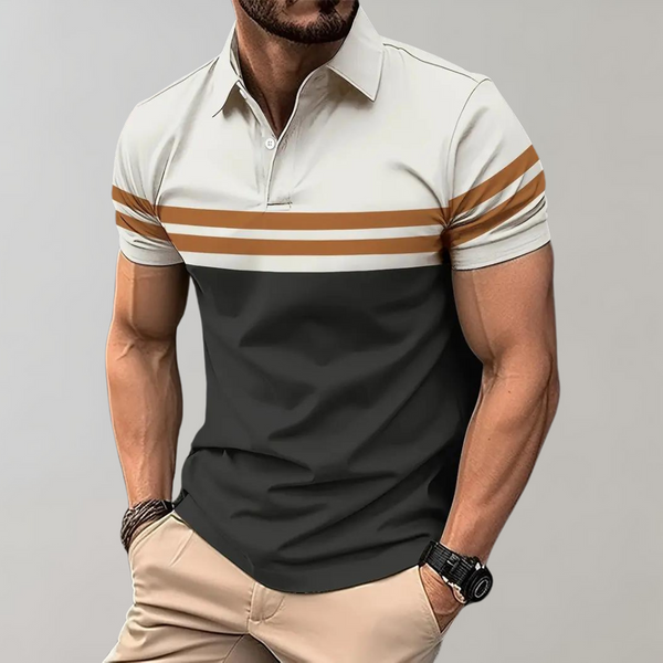 Gestreiftes Herren Poloshirt aus strapazierfähigem Polyester | Bequeme Passform für lässigen Stil