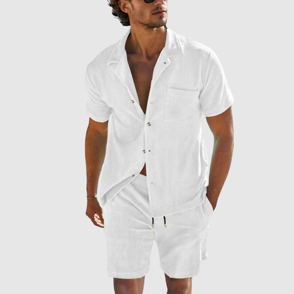 Herren Relaxed Fit Freizeit-Set mit Kurzarmhemd und Shorts