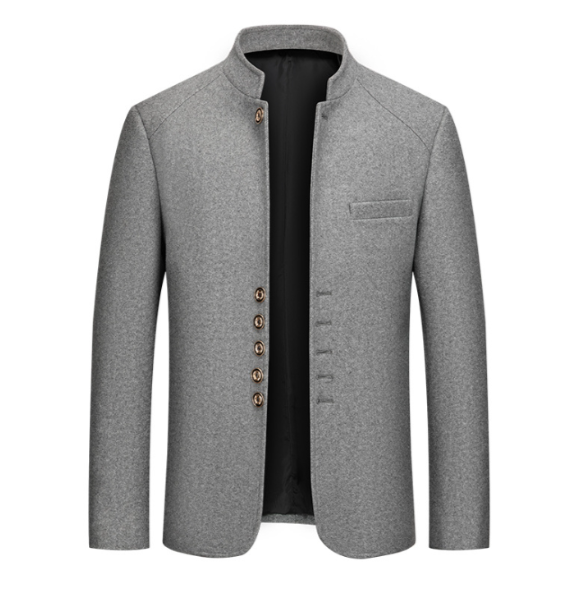 Wolljacke Herren Regular Fit Freizeit Stehkragen minimalistisch