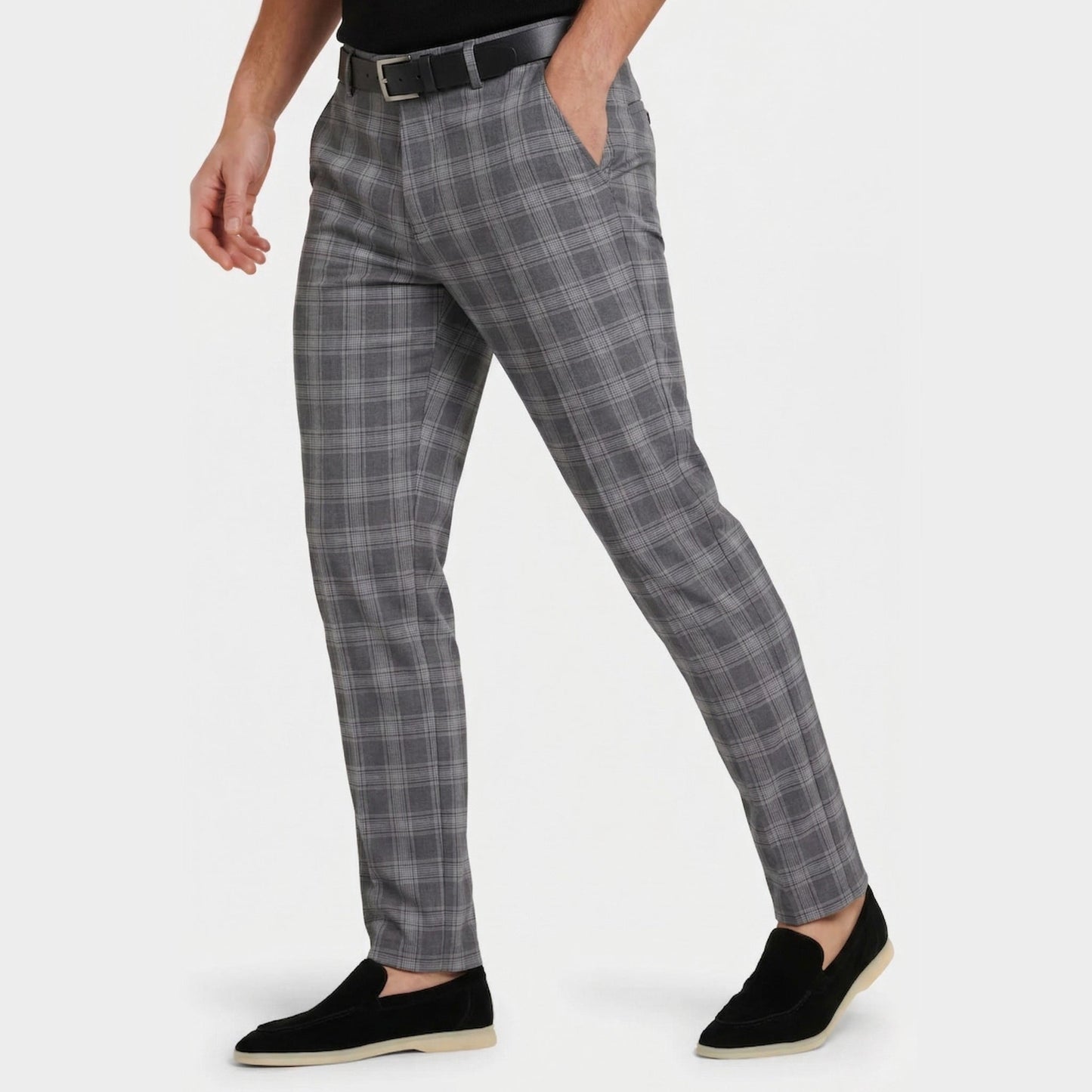 Herren Karierte Hose Slim Fit Smart Casual Büro