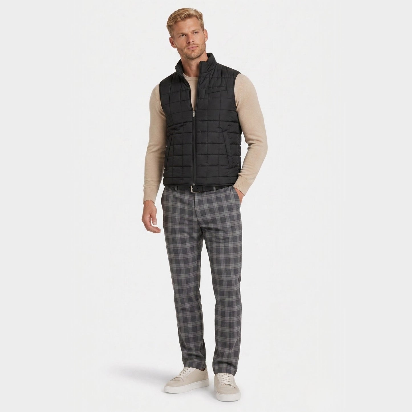 Herren Karierte Hose Slim Fit Smart Casual Büro