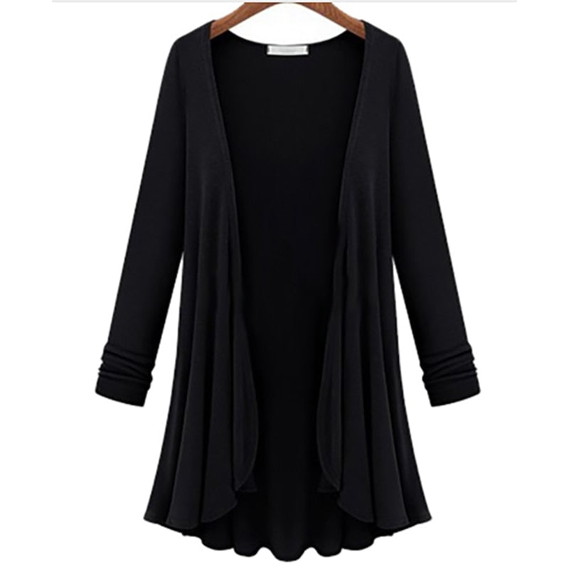 Damen Cardigan Regular Fit Freizeit mit Rüschen langärmelig