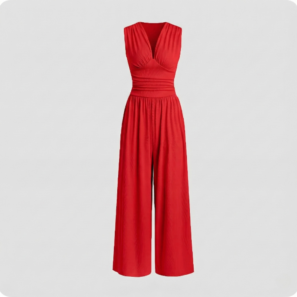 Damen ärmelloser Jumpsuit tailliert Freizeit Elegant Sommer