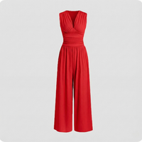 Damen ärmelloser Jumpsuit tailliert Freizeit Elegant Sommer