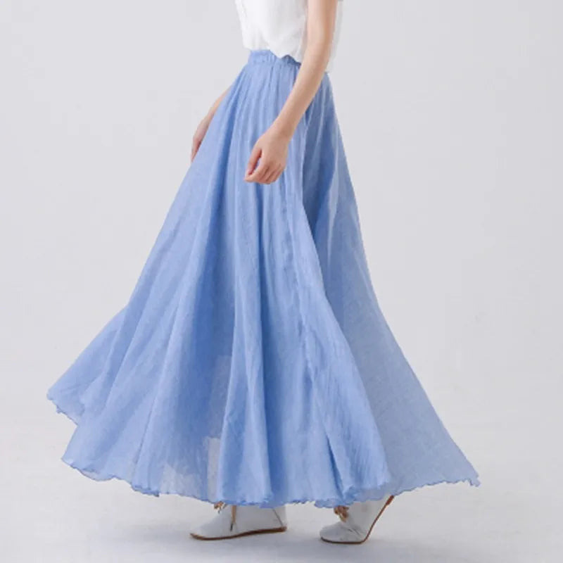 Damen Maxi Rock Plissee Freizeit Sommer