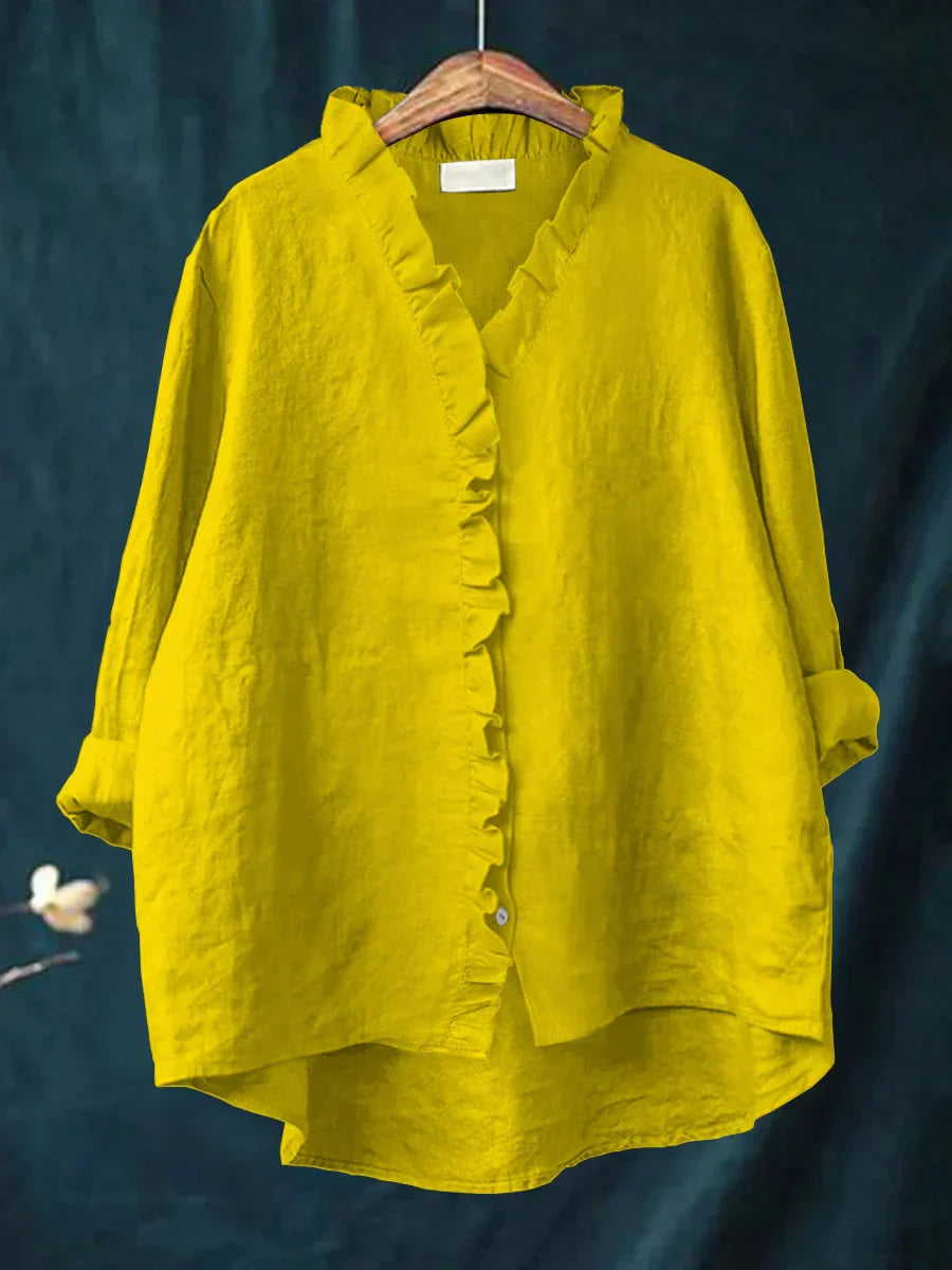 Damen Rüschenshirt Relaxed Fit Freizeit Layering