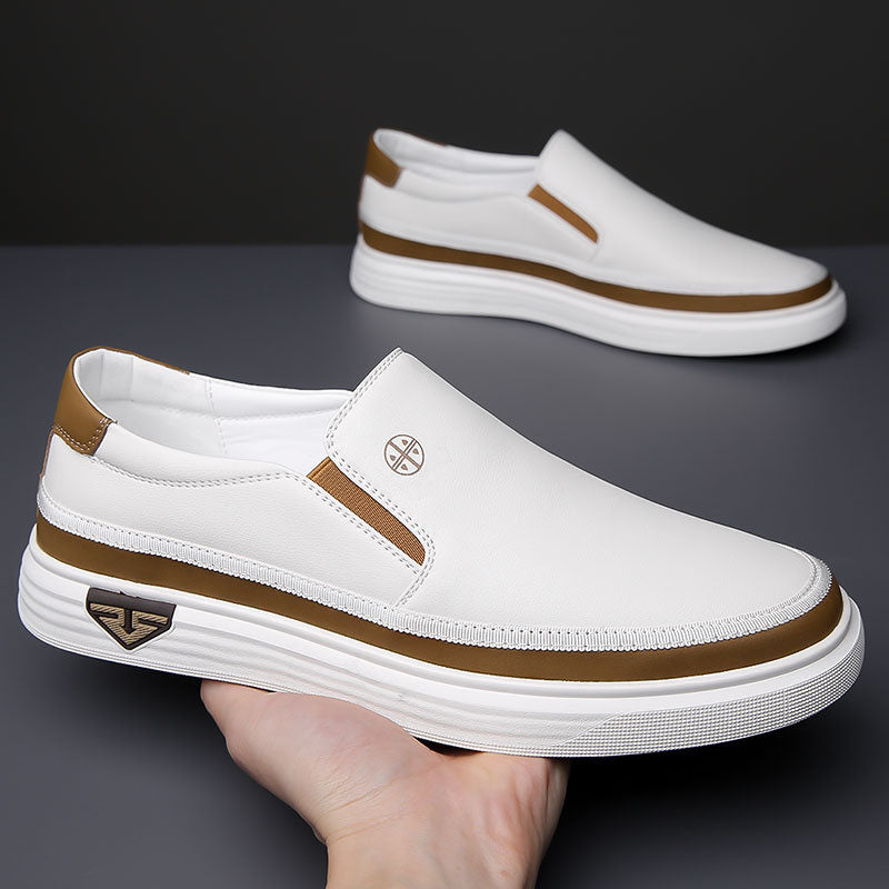 Herren Slipper Leder Elastische Seiten Freizeit Minimalistisch