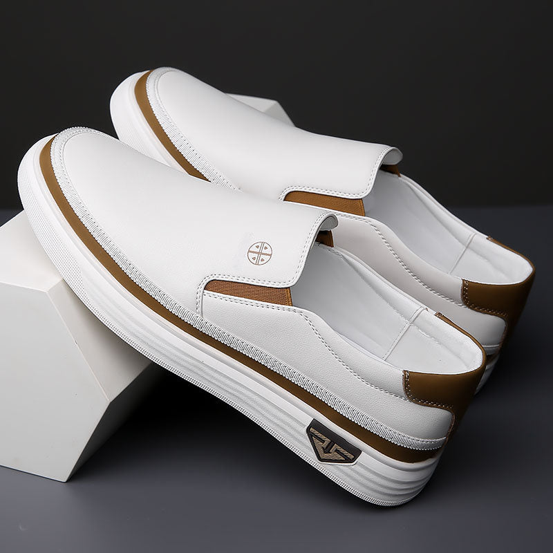Herren Slipper Leder Elastische Seiten Freizeit Minimalistisch