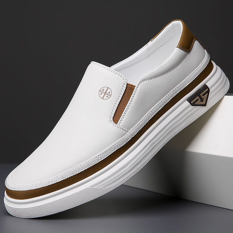 Herren Slipper Leder Elastische Seiten Freizeit Minimalistisch