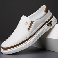Herren Slipper Leder Elastische Seiten Freizeit Minimalistisch