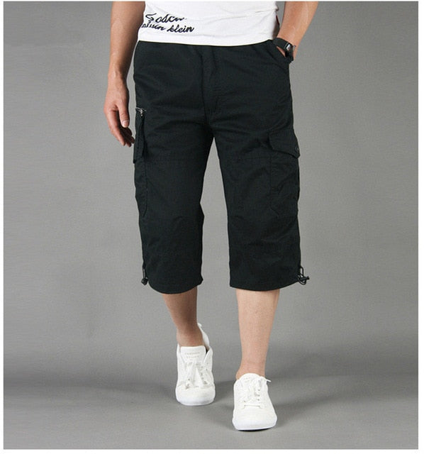 Herren Cargo 3/4 Hose Relaxed Fit Freizeit mit Taschen