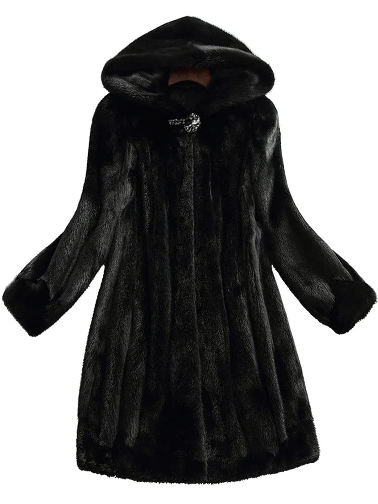 Damen Kunstpelzmantel Oversize Winter Casual Elegant