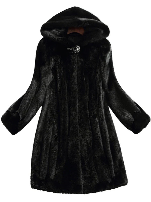 Damen Kunstpelzmantel Oversize Winter Casual Elegant