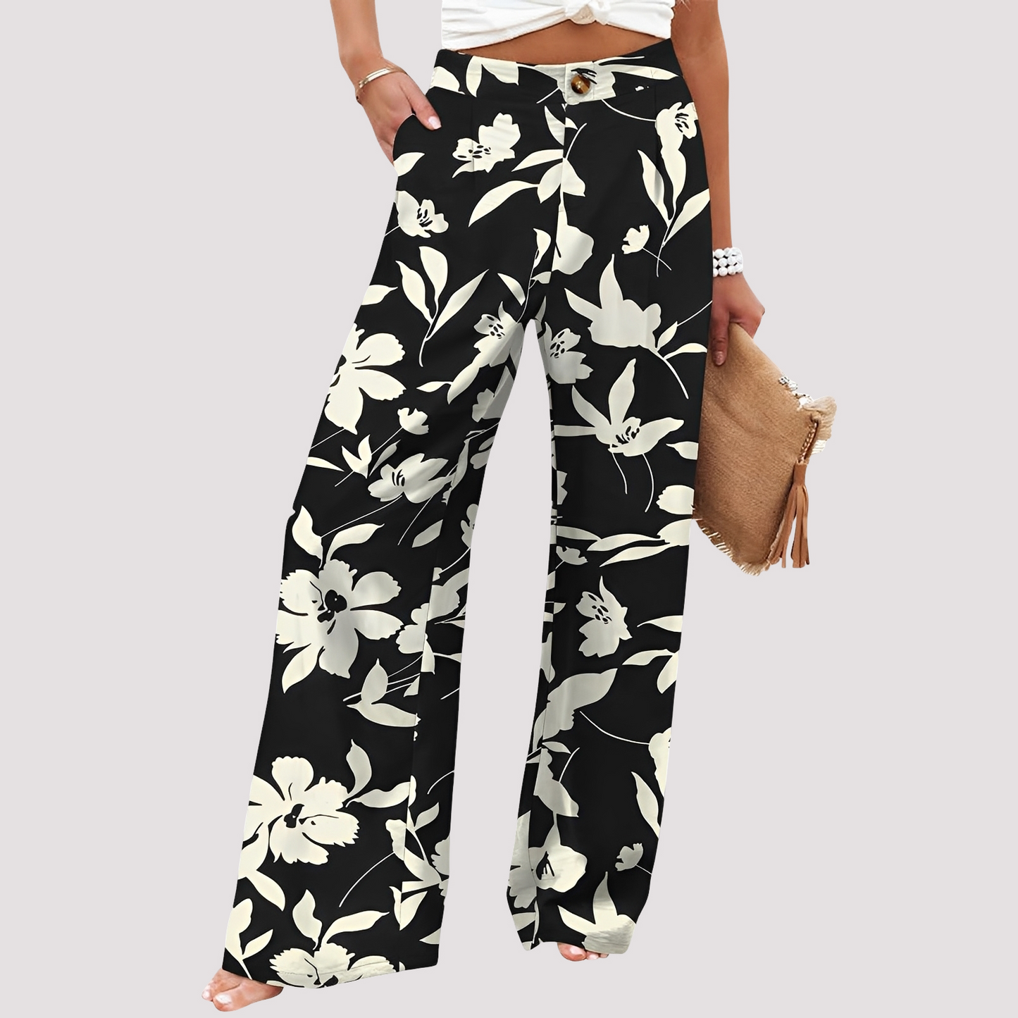 Damenhose Weites Bein High Waist Relaxed Fit Casual