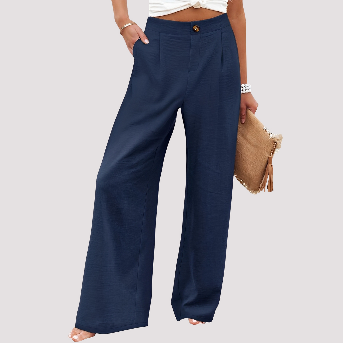 Damenhose Weites Bein High Waist Relaxed Fit Casual
