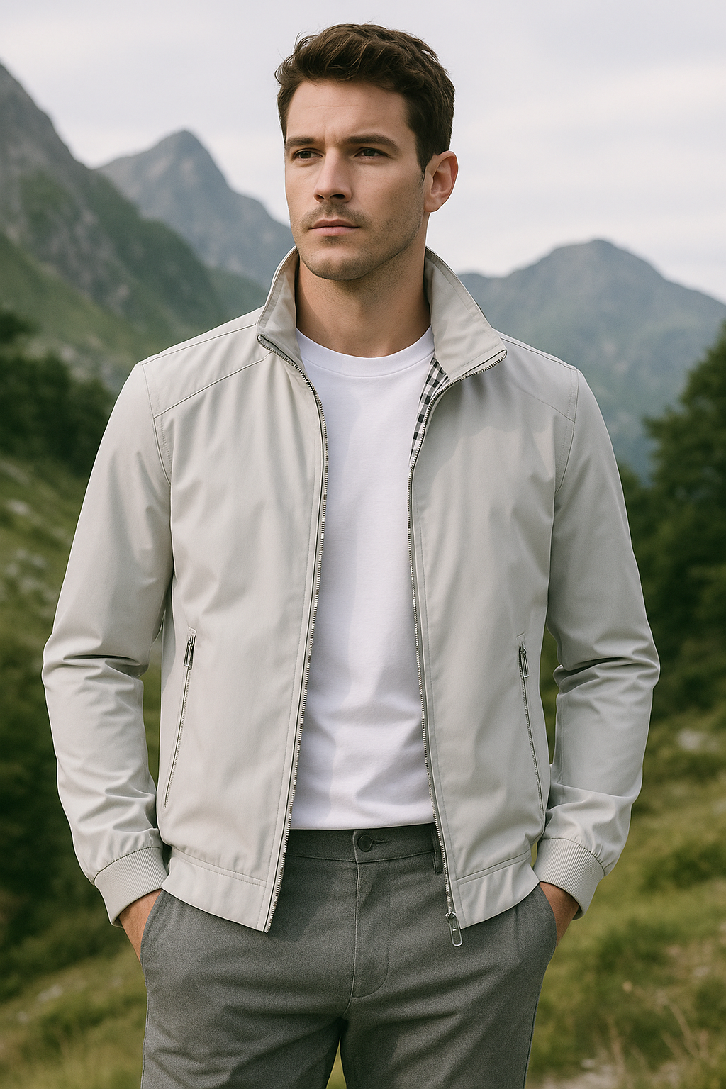 Übergangsjacke Herren – Leichte Herrenjacke mit Stehkragen & Langen Ärmeln | Jacke Herren Frühling & Sommer