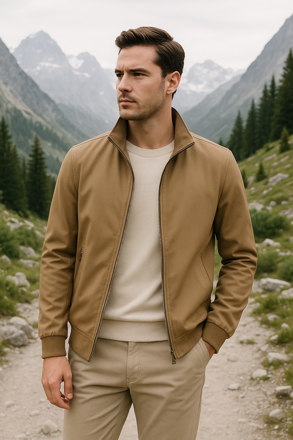Übergangsjacke Herren – Leichte Herrenjacke mit Stehkragen & Langen Ärmeln | Jacke Herren Frühling & Sommer