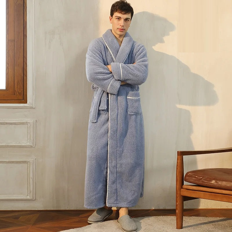 Herren Bademantel aus Fleece | Langer Mantel für entspannte Tage