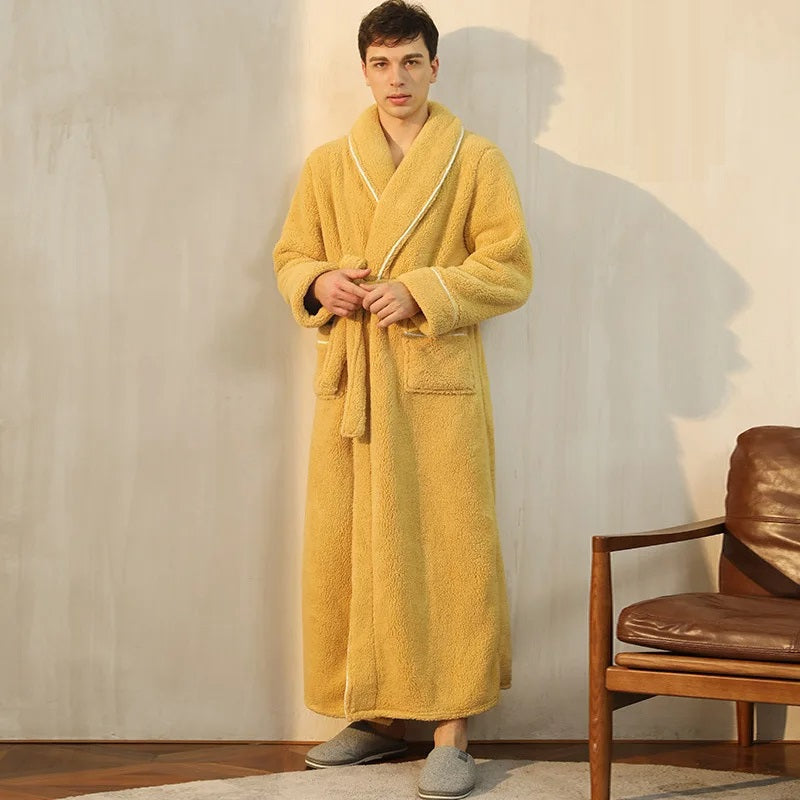 Herren Bademantel aus Fleece | Langer Mantel für entspannte Tage