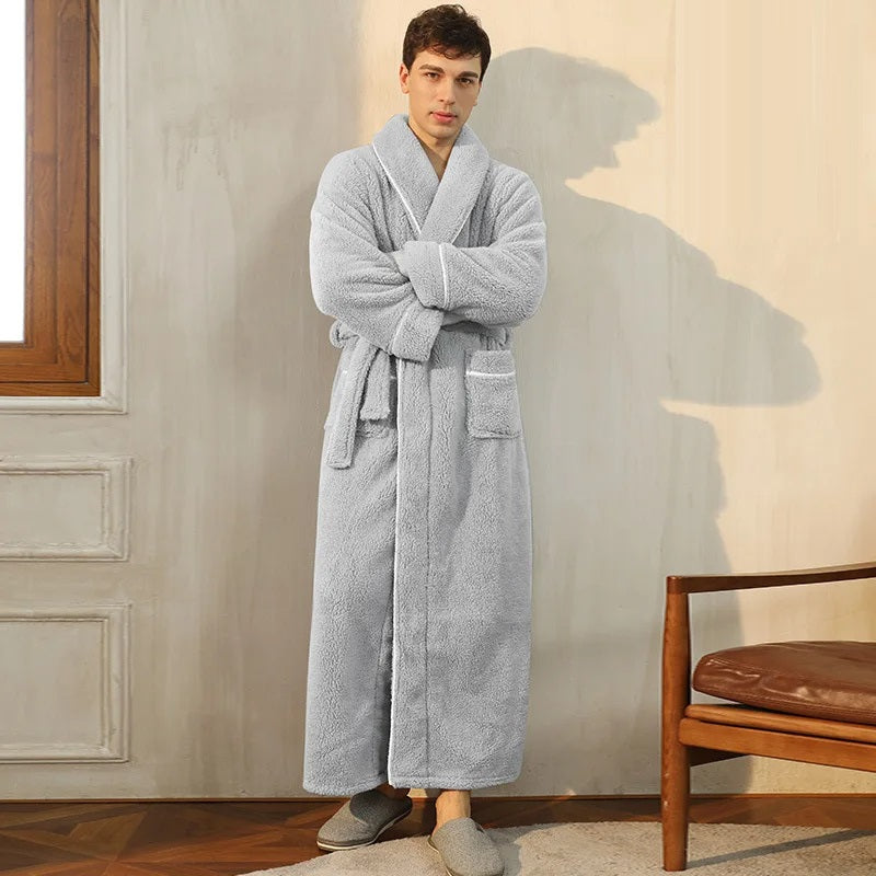 Herren Bademantel aus Fleece | Langer Mantel für entspannte Tage
