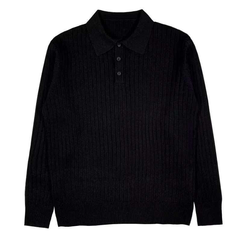 Herren-Langarm-Polohemd mit Vertikaler Rippenstruktur | Elegantes Design für Stil und Komfort 1