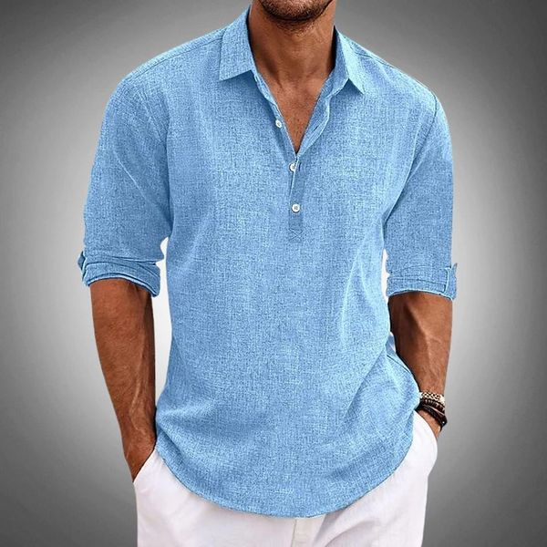 Hemd Herren Popover Langarm Sommer Lockerer Schnitt