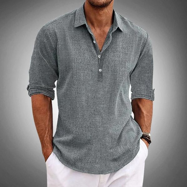 Hemd Herren Popover Langarm Sommer Lockerer Schnitt