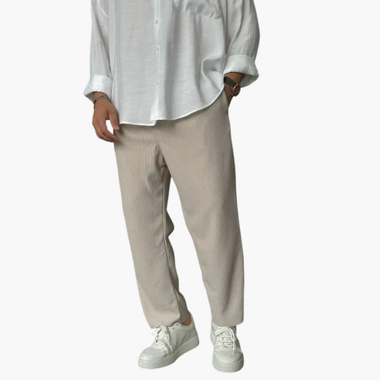 Herren Hosen | Cordhose mit Hohem Bund und Weitem Bein | Bequeme Alltagsmode für Stil und Komfort 0