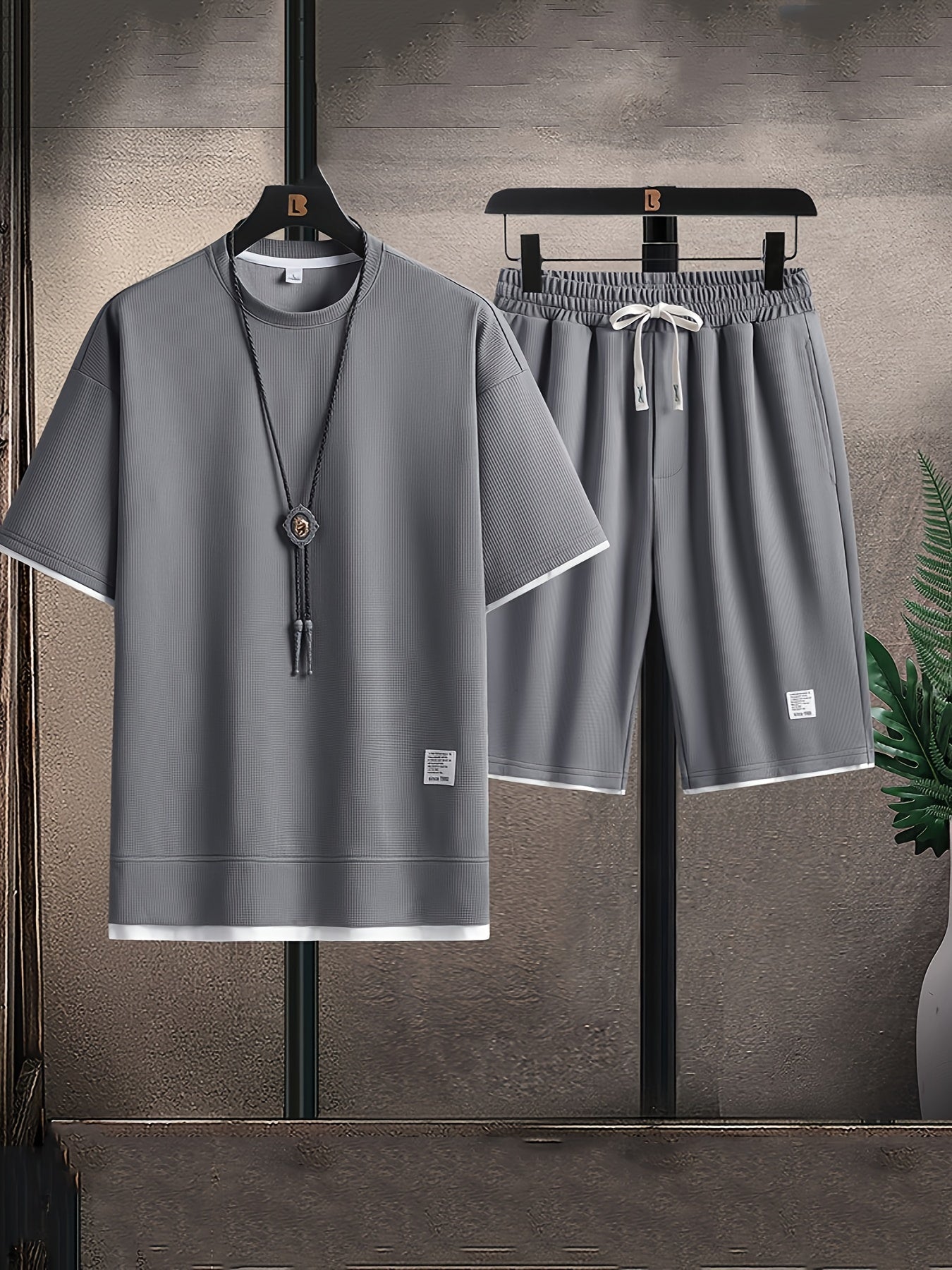 Herren Lounge-Set aus Waffelstrick im Lässigen Stil für Entspannte Abende 1