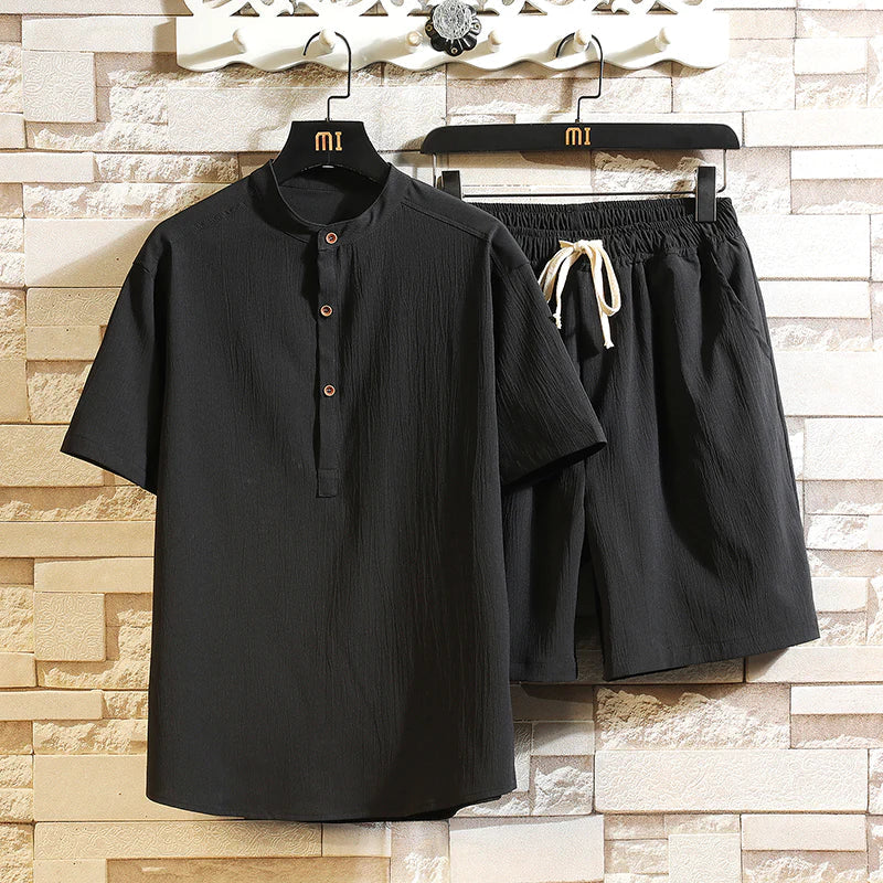 Herren Sommer-Set | Zweiteiliges Outfit mit Leichtem Oberteil & Shorts | Bequem und Atmungsaktiv für Warme Tage 0