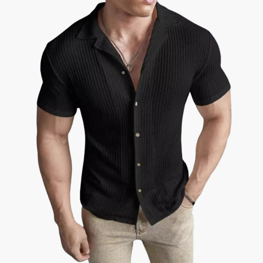 Herren T-Shirt mit Waffelmuster und Rundhalsausschnitt für den Alltag 0