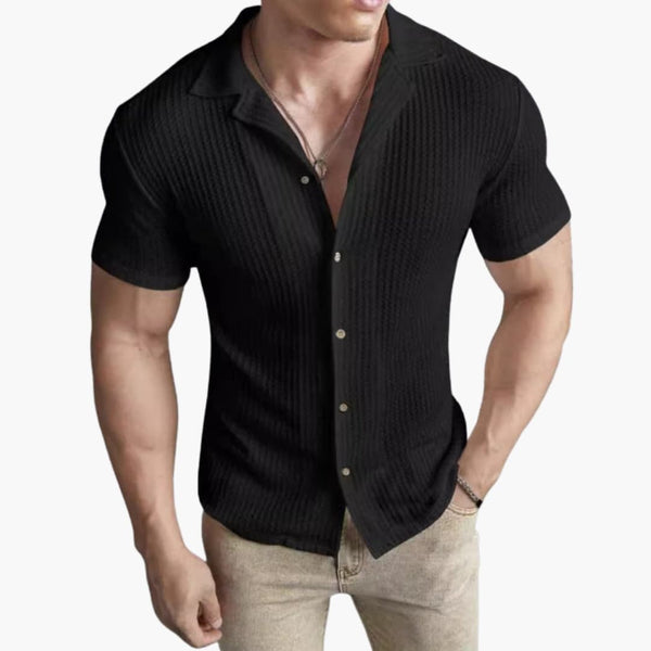 Herren T-Shirt mit Waffelmuster und Rundhalsausschnitt für den Alltag