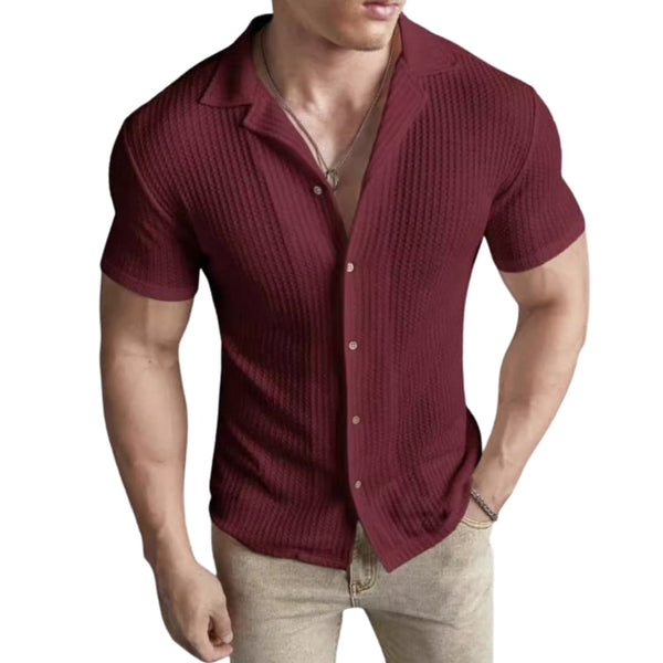 Herren T-Shirt mit Waffelmuster und Rundhalsausschnitt für den Alltag