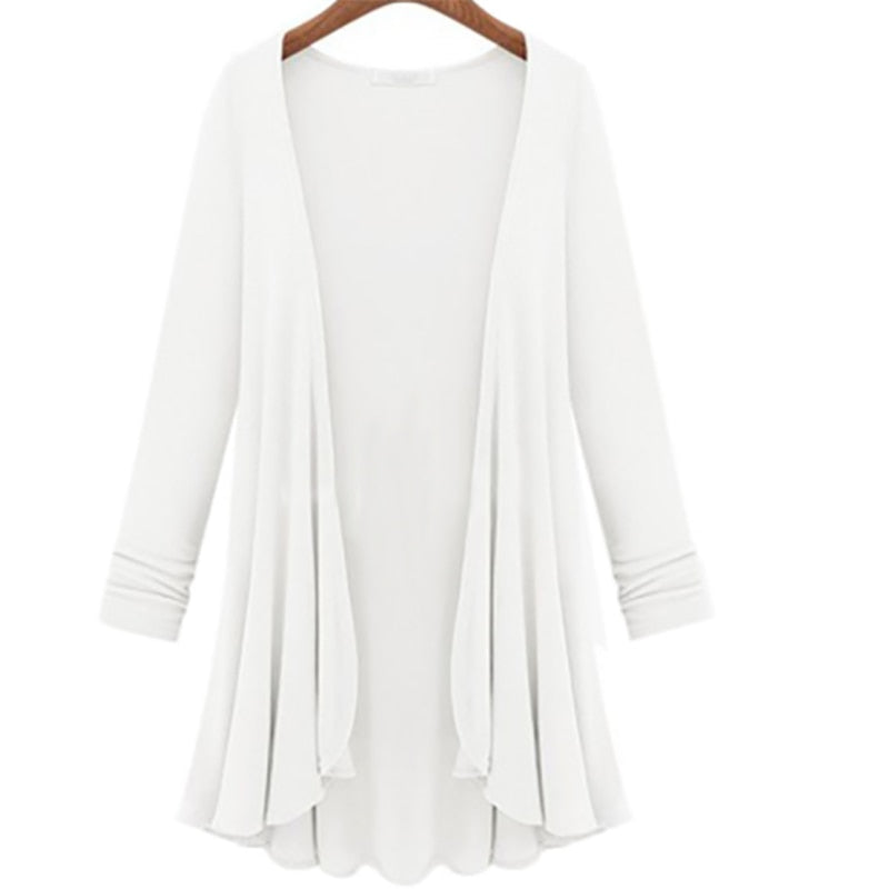 Damen Cardigan Regular Fit Freizeit mit Rüschen langärmelig