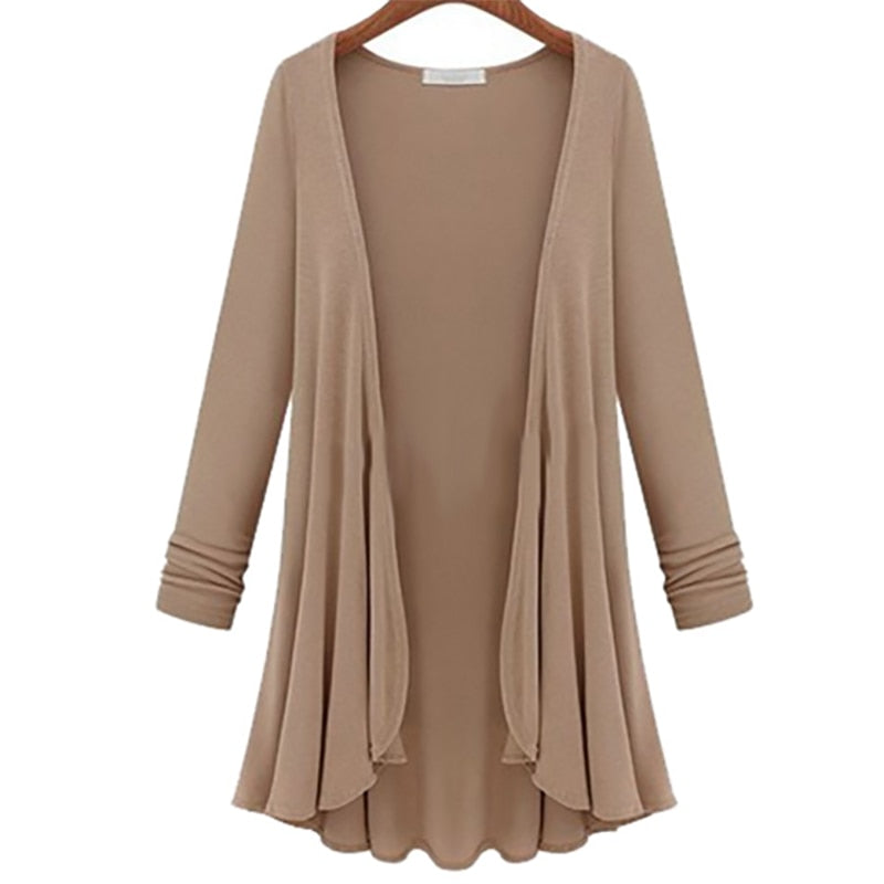 Damen Cardigan Regular Fit Freizeit mit Rüschen langärmelig