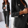 Damen Slim Fit Hosenanzug Business mit Doppelknopfleiste