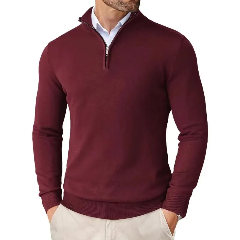 Herren Slim Fit Quarter-Zip Pullover Smart Casual