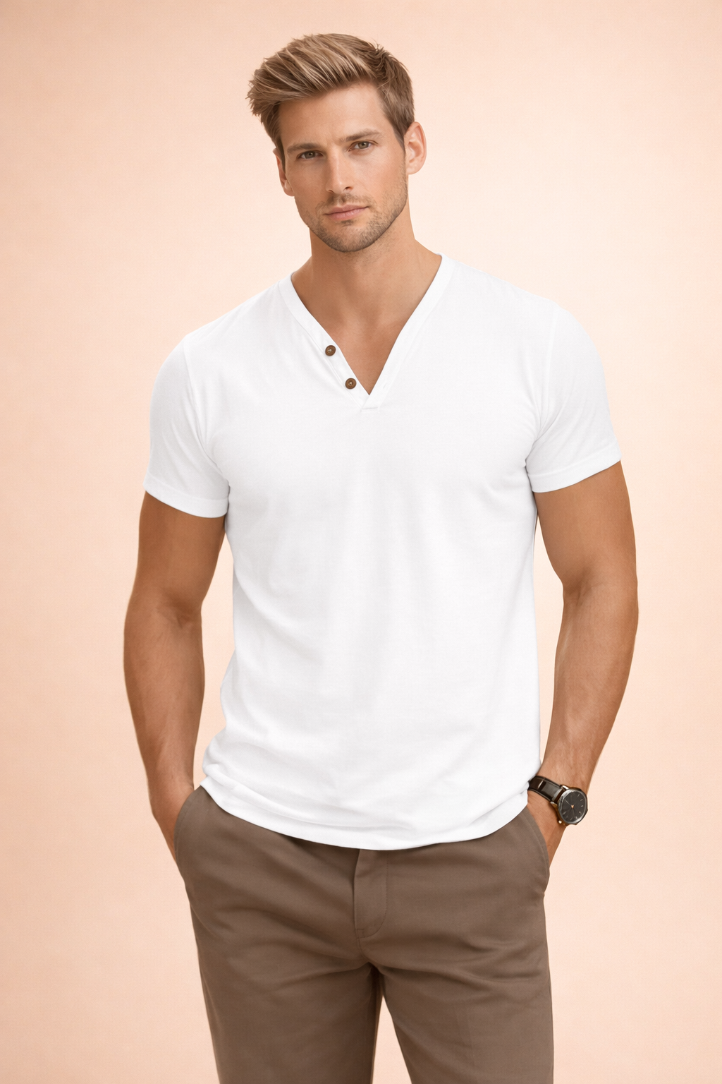 T-Shirt Herren Slim Fit Casual V-Ausschnitt