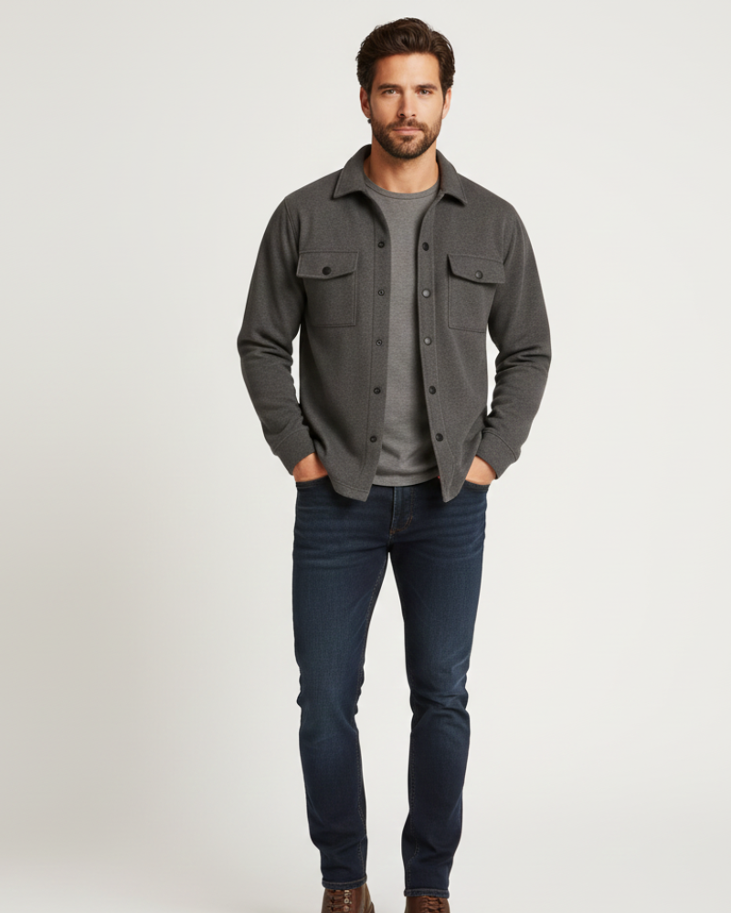 Herren Overshirt Regular Fit Smart Casual Langarm Hemd