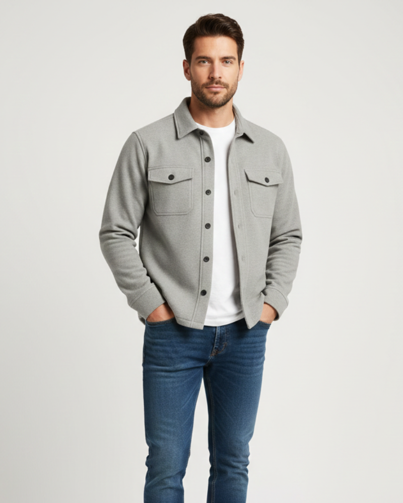 Herren Overshirt Regular Fit Smart Casual Langarm Hemd
