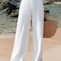 Damen Stoffhose Weit Geschnitten Hohe Taille Freizeit