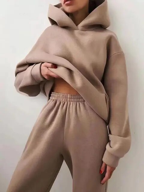 Damen Hoodie und Jogginganzug Set Relaxed Fit Casual