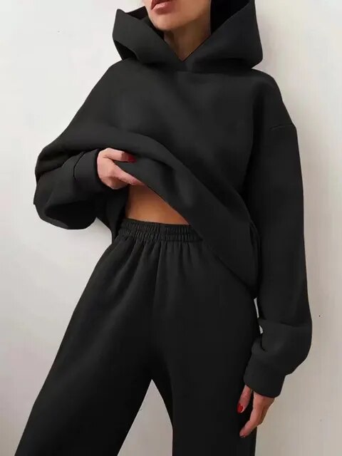 Damen Hoodie und Jogginganzug Set Relaxed Fit Casual