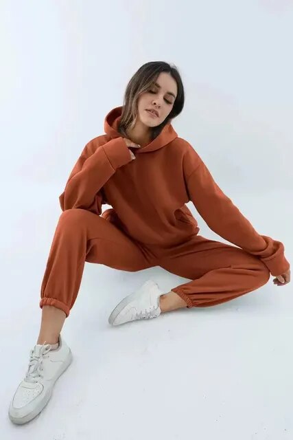 Damen Hoodie und Jogginganzug Set Relaxed Fit Casual