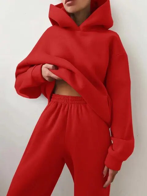 Damen Hoodie und Jogginganzug Set Relaxed Fit Casual