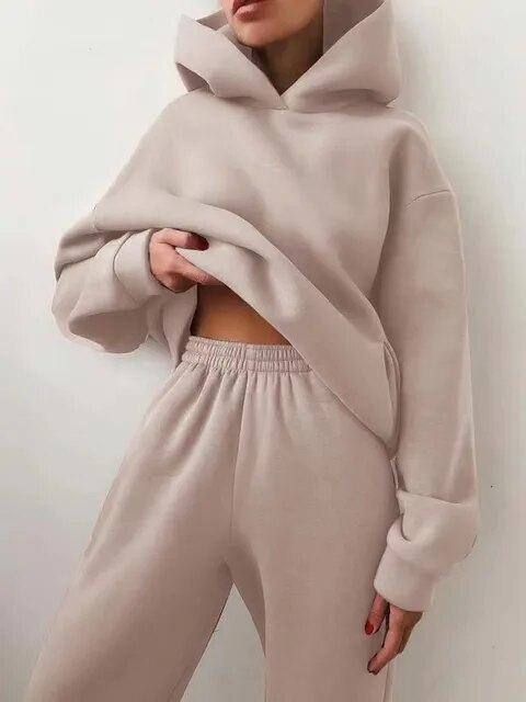 Damen Hoodie und Jogginganzug Set Relaxed Fit Casual