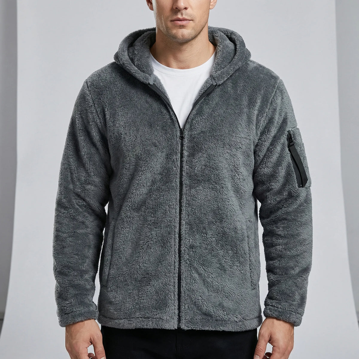 Kapuzenjacke Herren Thermo Gefüttert Winter Casual Slim Fit