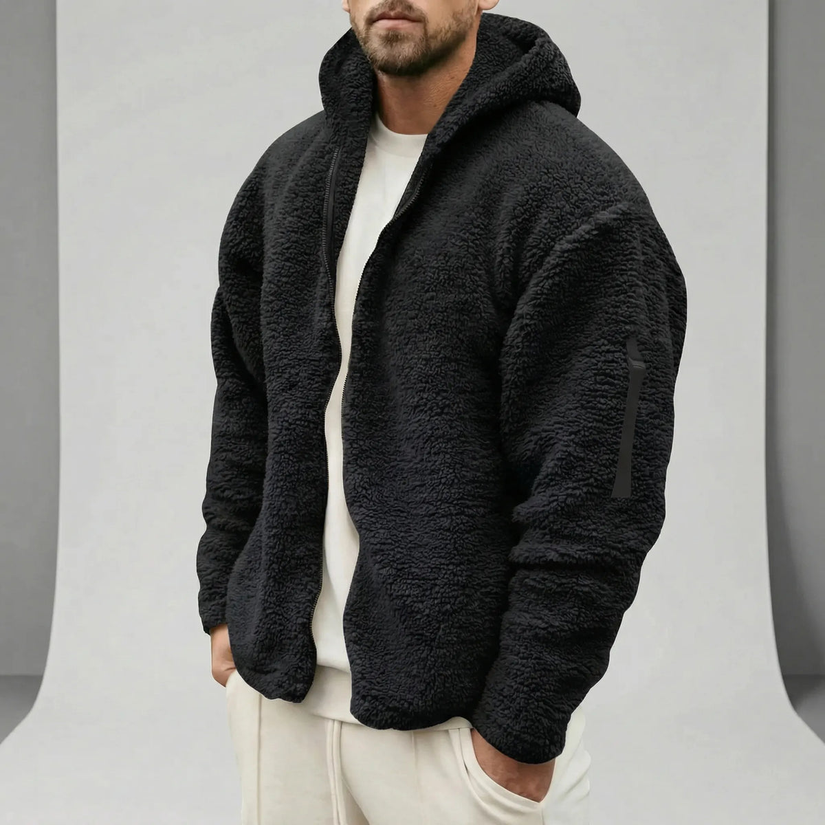 Kapuzenjacke Herren Thermo Gefüttert Winter Casual Slim Fit